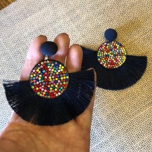 BOHO Multicolored pierced Navy earrings-GORGEOUS